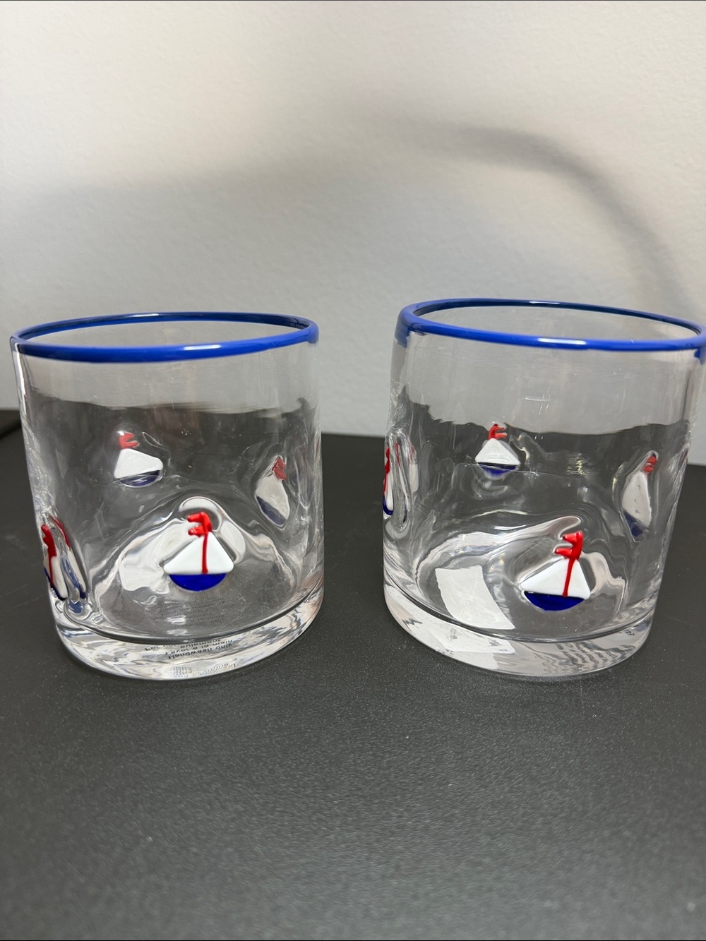 Unbranded | Blue Rim Sailboat Icon Glasses - Set of 2 β΅οΈ - Picture 5 of 5